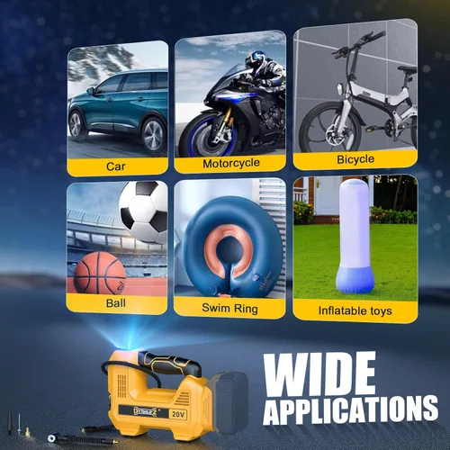 Miniatura 7 de DIYtoolifz Inflador de neumáticos inalámbrico de 160 PSI, compatible con compresor de aire Dewalt de 20 V, bomba de aire portátil de apagado