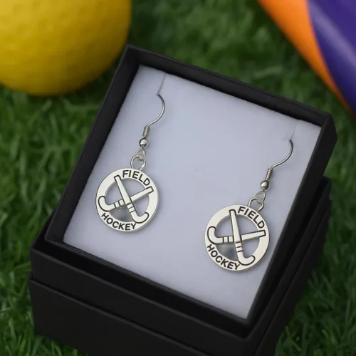 Miniatura 2 de Aretes de hockey sobre hierba para mujer, joyería de hockey sobre césped para jugadores de hockey sobre hierba, Metal