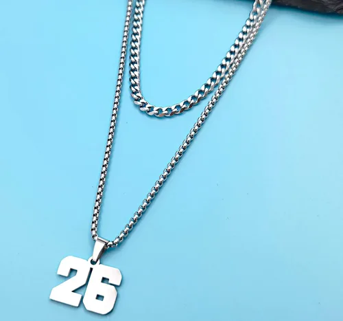 Miniatura 3 de Collares personalizados con números de jersey para niños y hombres, atletas de acero inoxidable, cadena de números deportivos, béisbol, baloncesto