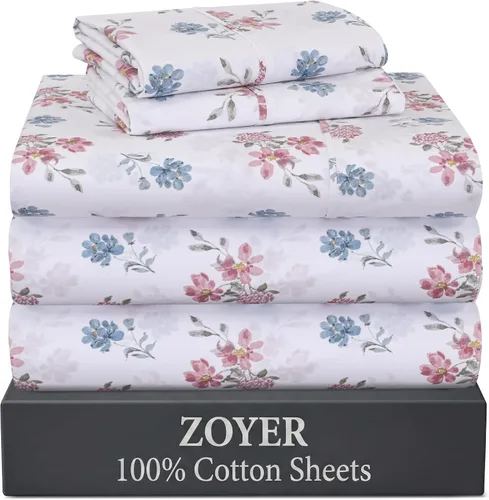 Miniatura 50 de ZOYER Sábanas de 100 % algodón percal tamaño individual, refrescantes y transpirables, duraderas, con una sensación nítida, suave y cómoda, bolsillo