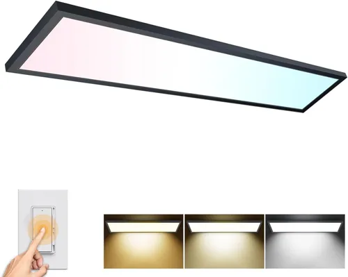 AIKVSXER 1 x 4 luces LED de montaje en superficie LED para montaje en superficie, color negro, 5500LM 50W TRIAC 10-100% regulable, 3000/4000/5000 K