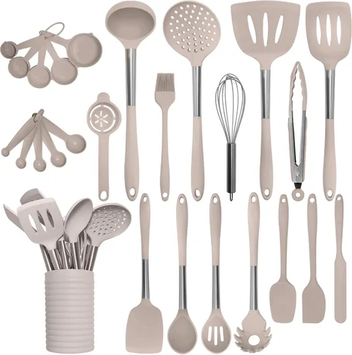 Home Hero Juego de utensilios de cocina de silicona – Utensilios de cocina resistentes al calor y antiarañazos – Juego de espátulas ergonómicas de