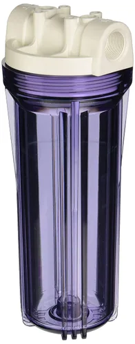 Hydronix HF3-10CLWH34, vivienda transparente de 10 "con casquillo blanco de la costilla para los sistemas del RO y de la filtración, puertos de 3/4"