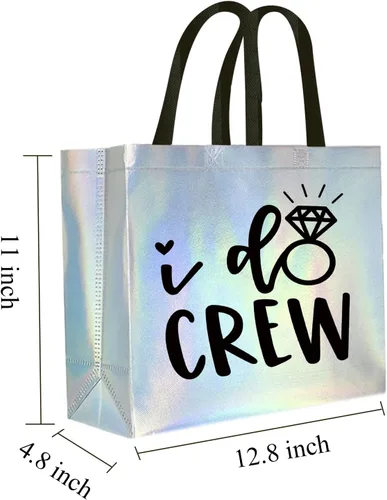 Miniatura 4 de CUTERUI GIFTED 1 bolsa de regalo iridiscente I Do Crew no tejida para regalos de dama de honor, regalos de despedida de soltera, regalos de fiesta