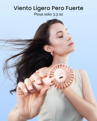 Miniatura 5 de SWEETFULL Mini Ventilador Portátil – Ventilador de Mano Recargable, 3 Velocidades, Pequeños Regalos de Mano Personales para Artículos Esenciales