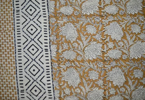 Miniatura 2 de Bagru - Funda de almohada Kantha con estampado de bloques, hecha a mano, de algodón, color beige, 20 x 30 pulgadas
