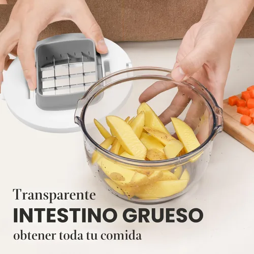 Miniatura 5 de KEOUKE Tazón Cortador de Verduras Multifuncional Blanco - 3 Cuchillas Intercambiables Cortador de Papas a la Francesa con Contenedor y Caja