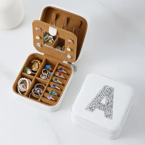 Parima Joyero pequeño de viaje Joyero organizador para collares, anillos y aretes, caja de regalo de cumpleaños personalizada para mujeres,