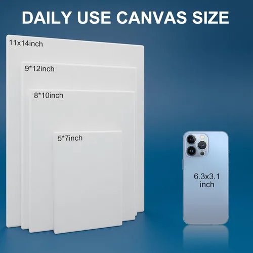 Miniatura 6 de Artkey Lienzos para pintar de 8 x 10 pulgadas, paquete de 10 lienzos estirados de perfil de 5/8 pulgadas, imprimado de 10 onzas, lienzo blanco 100%