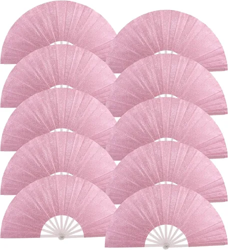 Miniatura 23 de 10 ventiladores plegables grandes de mano para hombres y mujeres, abanicos decorativos plegables, accesorios rave, utilizado para bailes, fiestas