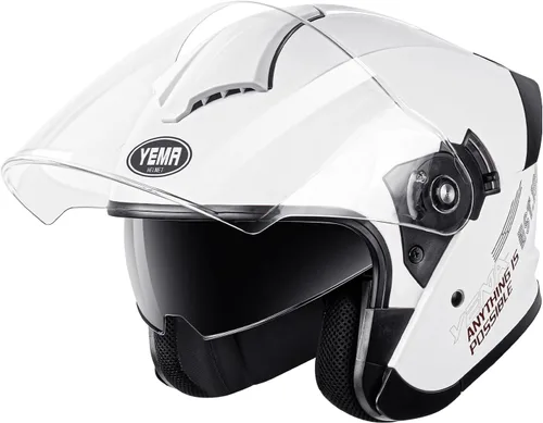 Miniatura 7 de YEMA Casco de motocicleta de cara abierta 3/4 aprobado por DOT, doble visera, hebilla de liberación rápida, cascos de motocicleta para adultos