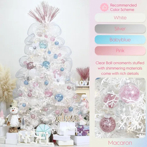 Miniatura 3 de Sea Team Juego de bolas de Navidad de plástico transparente inastillables, bolas decorativas de varios tamaños con relleno delicadas decoraciones