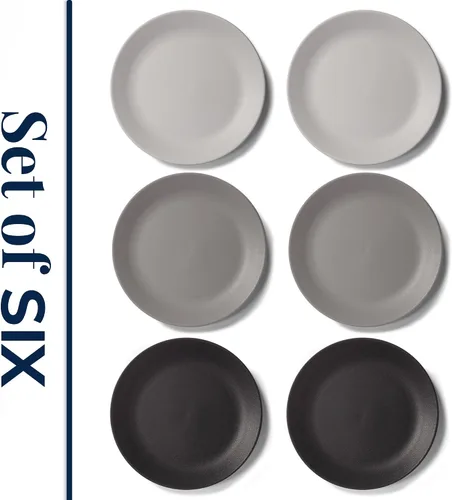 Miniatura 7 de US Acrylic Everest - Platos llanos de plástico ultraduraderos de 10 pulgadas en piedra gris, juego de 6 reutilizables, sin BPA, fabricados