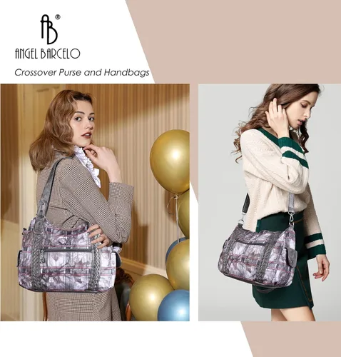 Miniatura 167 de Angel Barcelo - Bolsa de hombro amplia para mujer, diseño Hobo, cuero lavado