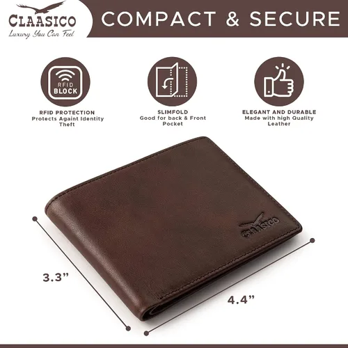 Miniatura 3 de Cartera para hombre billetera RFID delgada de piel auténtica regalo para hombres empaquetado en una elegante caja de regalo