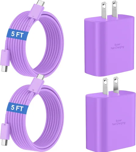 Miniatura 26 de Cargador súper rápido USB C de 45 W para teléfono Android tipo C, bloque de carga rápida con cable de 5 pies para Samsung Galaxy S26/S26