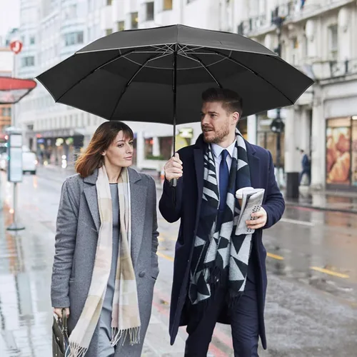Miniatura 6 de G4Free 54/62 Inch Windproof Inverted Umbrella with Reflective Stripe Large Compact Reverse Golf Umbrella for Rain 10 Ribs Double Canopy Travel