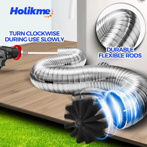 Miniatura 2 de Holikme - Kit de limpieza para tubo de ventilación de secadora de 18,3 m, cepillo flexible removedor de pelusas y accesorio para taladro, se