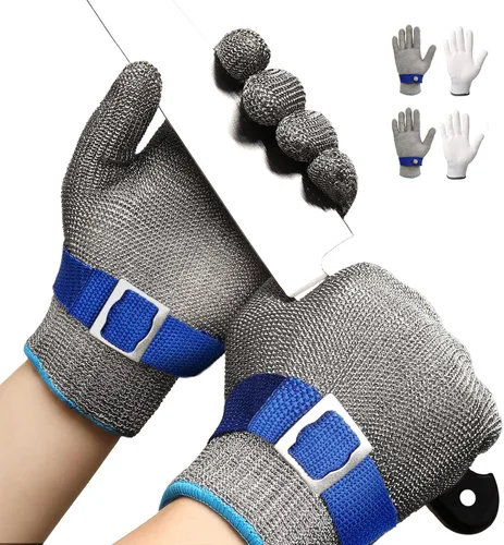 Guantes resistentes al corte Schwer SlicePro ANSI A9 PR1707, guantes de alambre de acero inoxidable de grado alimenticio, guantes de corte para