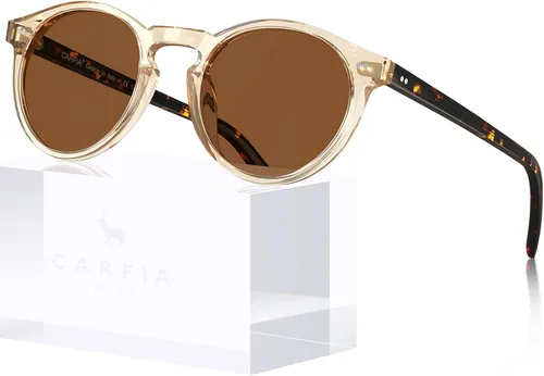 Miniatura 44 de CARFIA Gafas de sol redondas de acetato para hombre, polarizadas, protección UV, gafas de sol clásicas retro CA5289L
