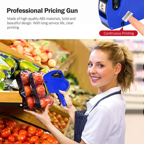 Miniatura 4 de MX5500 Pistola de precio de 8 dígitos, kit de pistola de precios con pistola de precios de recarga de 3 tintas, pistola de etiquetas para Azul