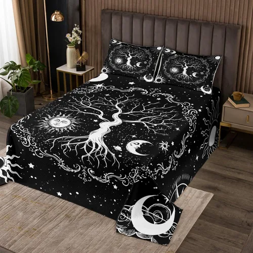 Miniatura 28 de Erosebridal Juego de colcha de teñido anudado arcoíris, juego de ropa de cama bohemio de calavera de la muerte, juego de ropa de cama tamaño King