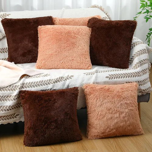 Miniatura 10 de VitalCozy 6 fundas de almohada de piel sintética esponjosa para sofá, cojín cuadrado de 18 x 18 pulgadas, almohada decorativa de lujo, suave