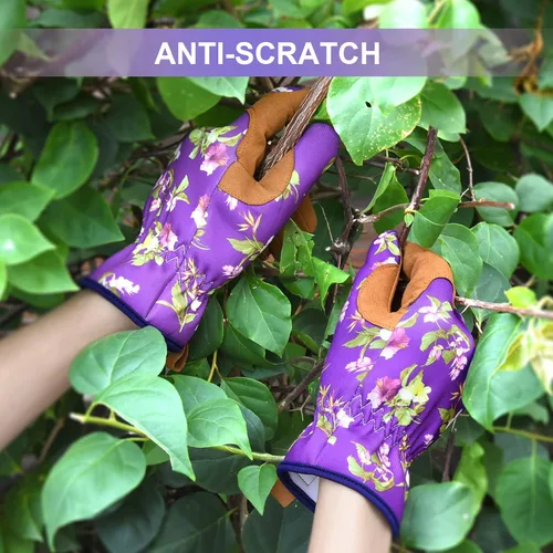 Miniatura 3 de Guantes de jardinería para mujeres, guantes de cuero para trabajo en jardín, a prueba de espinas, sin perforación, para cavar, plantar y podar