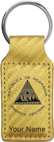 Miniatura 37 de LaserGram Llavero rectangular, bandera de Nicaragua, grabado personalizado incluido, Bambú