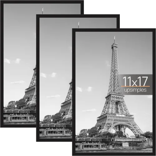 Miniatura 32 de upsimples Portarretratos de 11 x 14 pulgadas, color negro, paquete de 3 marcos de póster a prueba de arañazos de 11 x 14 pulgadas para galería