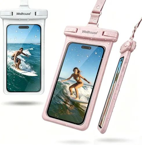 Miniatura 22 de wellhouse Bolsa impermeable para teléfono, funda impermeable para teléfono para iPhone 16, 15, 14, 13, 12 Pro Max, XS, Samsung, IPX8 Bolsa seca
