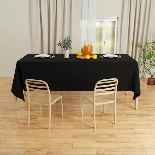 Miniatura 7 de IVAPUPU 2 manteles rectangulares color negro para mesa rectangular de 60 x 102 pulgadas, impermeables, lavables, resistentes a las arrugas