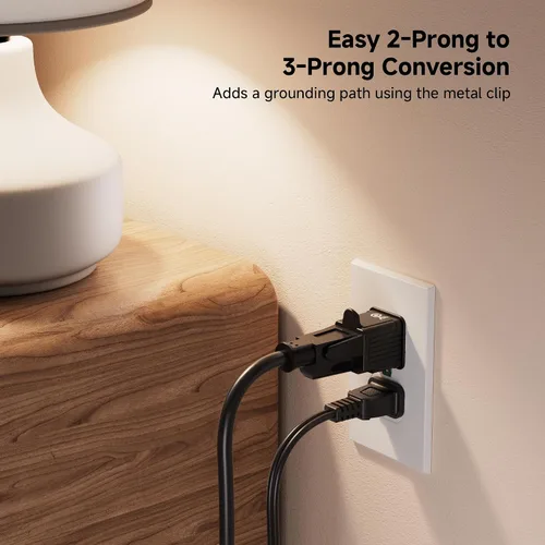 Miniatura 2 de Adaptador de toma de 2 clavijas a 3 clavijas Cable Matters de 3 paquetes [UL listado], adaptador de clavija de 3P a 2P: convierte una toma de 2 Negro