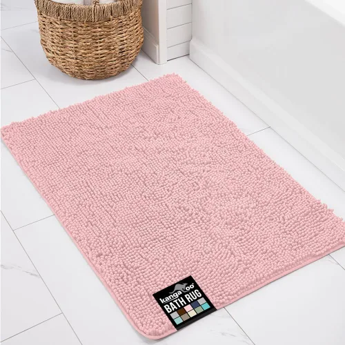 Miniatura 18 de KANGAROO Alfombras de baño, alfombra de baño de chenilla suave y absorbente, tapete de ducha lanudo, alfombra de baño de secado rápido lavable a