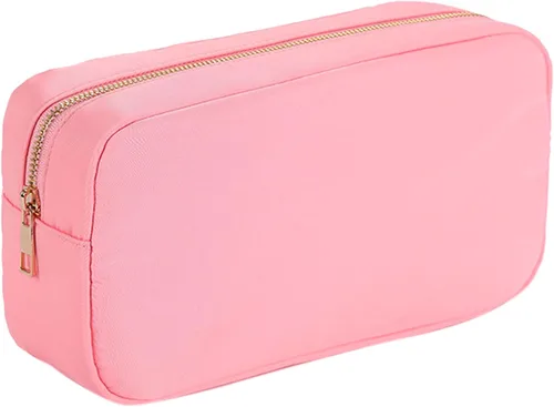 ChezMax Bolsa de maquillaje de viaje, bolsa de cosméticos de nailon para bolso, organizador de artículos de tocador, bolsa impermeable con Rosado