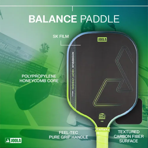 Miniatura 3 de JOOLA SCORPEUS Heat Vision 16mm Pala de Pickleball - Forma Estándar - Superficie de Fibra de Carbono Texturizada para Giro - Película SK para Carga
