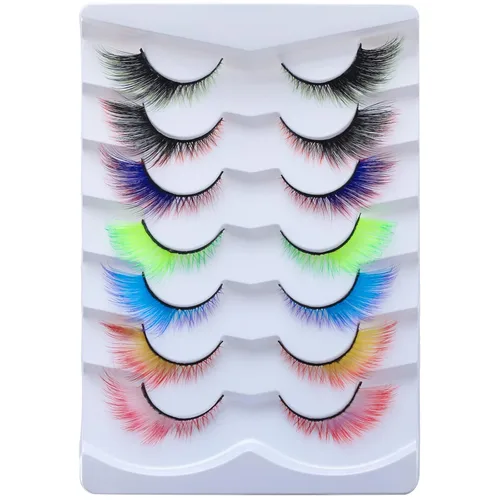 Miniatura 17 de Pestañas Postizas Blancas de Halloween Herramientas de Extensión de Pestañas Blancas para Ojos Anime Cosplay Maquillaje de Aspecto Natural Pestañas