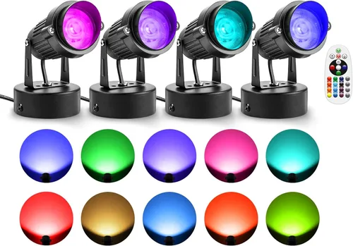 Miniatura 8 de ZUCKEO Focos LED de 10W para Interiores RGBW que Cambian de Color Iluminación Ascendente para Interiores con Control Remoto, Foco Navideño de 120V