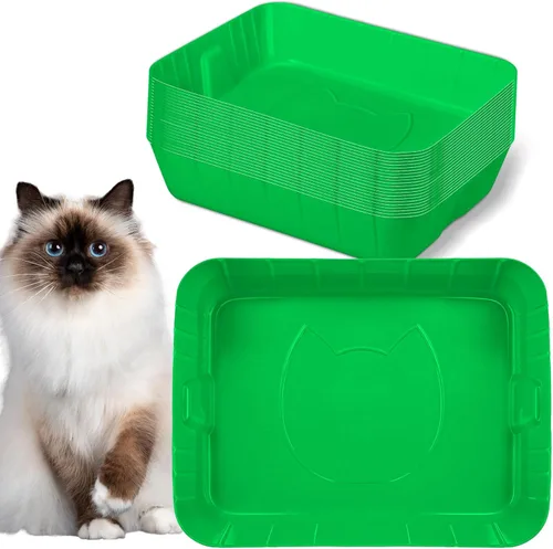 Miniatura 14 de Bokon Caja de arena desechable de 25 unidades para gatos, bandeja de arena desechable grande para viajes al hogar, cajas de arena de plástico Blanco