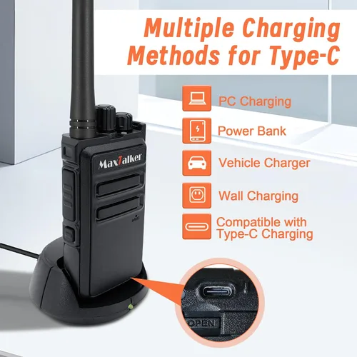 Miniatura 3 de MaxTalker Walkie Talkies MT-5X de largo alcance para adultos, radios FRS Walkie Talkie con auricular de conducto, Walkie Talkies batería de carga
