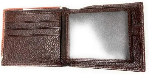 Miniatura 3 de Billetero doble corto de cuero genuino de alta calidad, carteras vaqueras premium