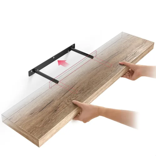 Miniatura 5 de Ballucci - Estantes flotantes, juego de estantes de pared de madera de 36" con soportes invisibles para baño, sala de estar, dormitorio, cocina