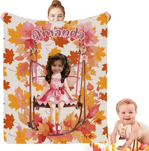 Artsadd Manta facial personalizada de princesa para niñas, personalizada con cara de niños, manta personalizada para niños, nombre de foto de bebé