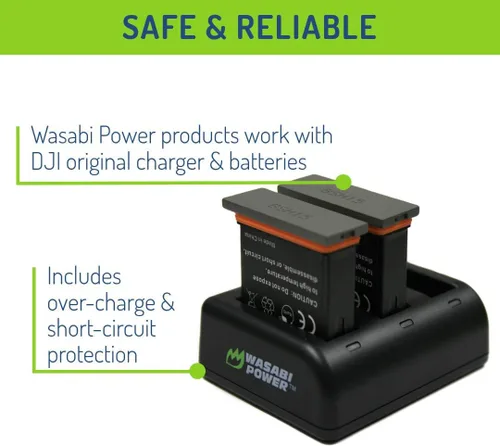 Miniatura 4 de Wasabi Power Batería (paquete de 2) y cargador USB triple para DJI AB1 y DJI OSMO Action Camera