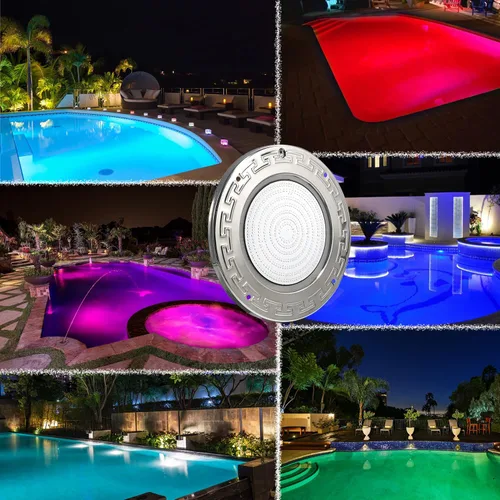 Miniatura 6 de Luces de piscina para piscina enterrada, luz LED grande de 10 pulgadas para piscina enterrada multicolor con cable de 50 pies para nicho húmedo