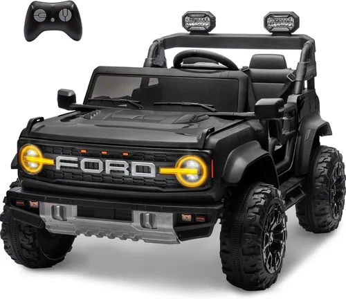 ENYOPRO Auto eléctrico Ford Bronco Raptor con licencia de 24V para niños, 2 asientos, camión montable que funciona con batería, juguetes con control