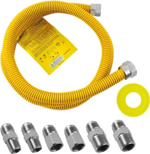 Miniatura 8 de Línea flexible de gas de acero inoxidable de 72 pulgadas para secadora, calentadores de garaje, estufas de gas, calentador de agua; línea flexible