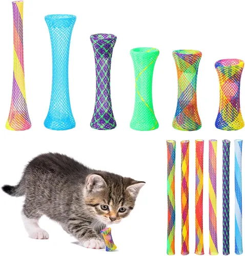 Miniatura 7 de Leitee 60 Pcs Cat Spring Toys Kitten Colorful Fun Tubes Indoor Interactive Cat Tube Plastic Coil for Pet Hunt Scratching (Rainbow Colors)
