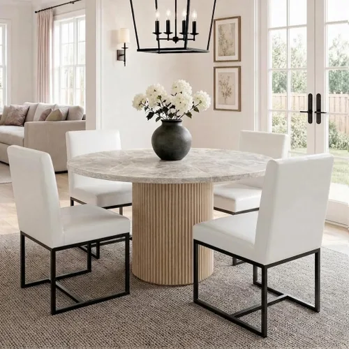 Miniatura 27 de HNY Juego de 2 sillas de cocina modernas, silla de cocina y comedor de cuero PU, silla de comedor tapizada silla auxiliar con marco de metal