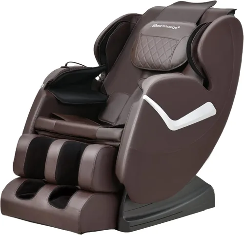 Miniatura 8 de BestMassage Silla de masaje de gravedad cero, cuerpo completo, silla eléctrica de masaje Shiatsu, reclinable con rodillos de pie, terapia de calor